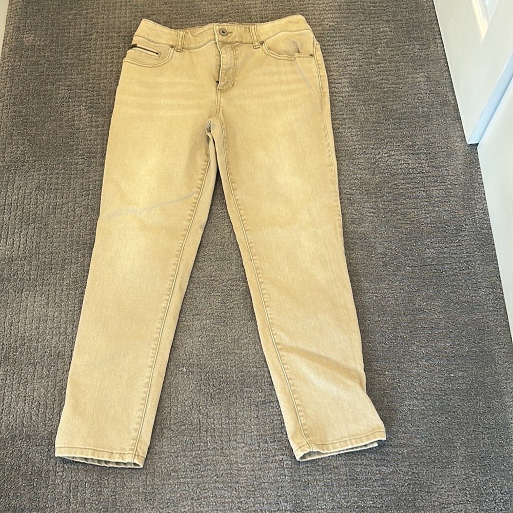 Chico's Platinum Denim Women's Yellow/Tan Straight Leg Pants 0.5
